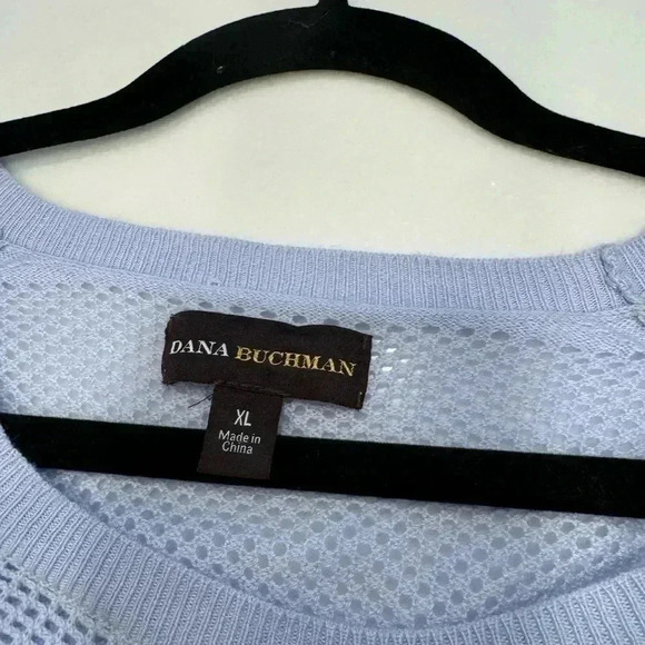 Dana Buchman periwinkle blue open weave knit top with bottom knot tie sz XL - Picture 10 of 10